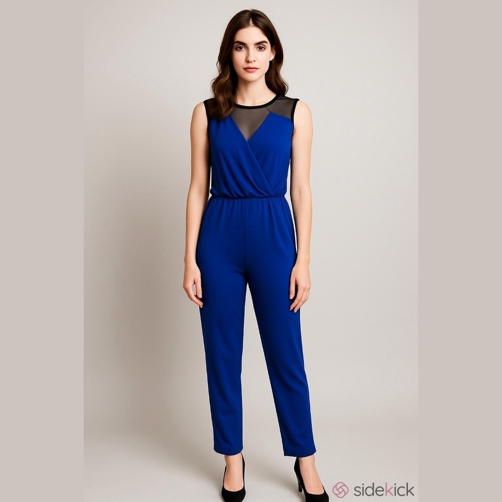 Sweet Storm Jumpsuit Pant Suit 1 Piece Sleeveless Sheer Neckline L VGUC